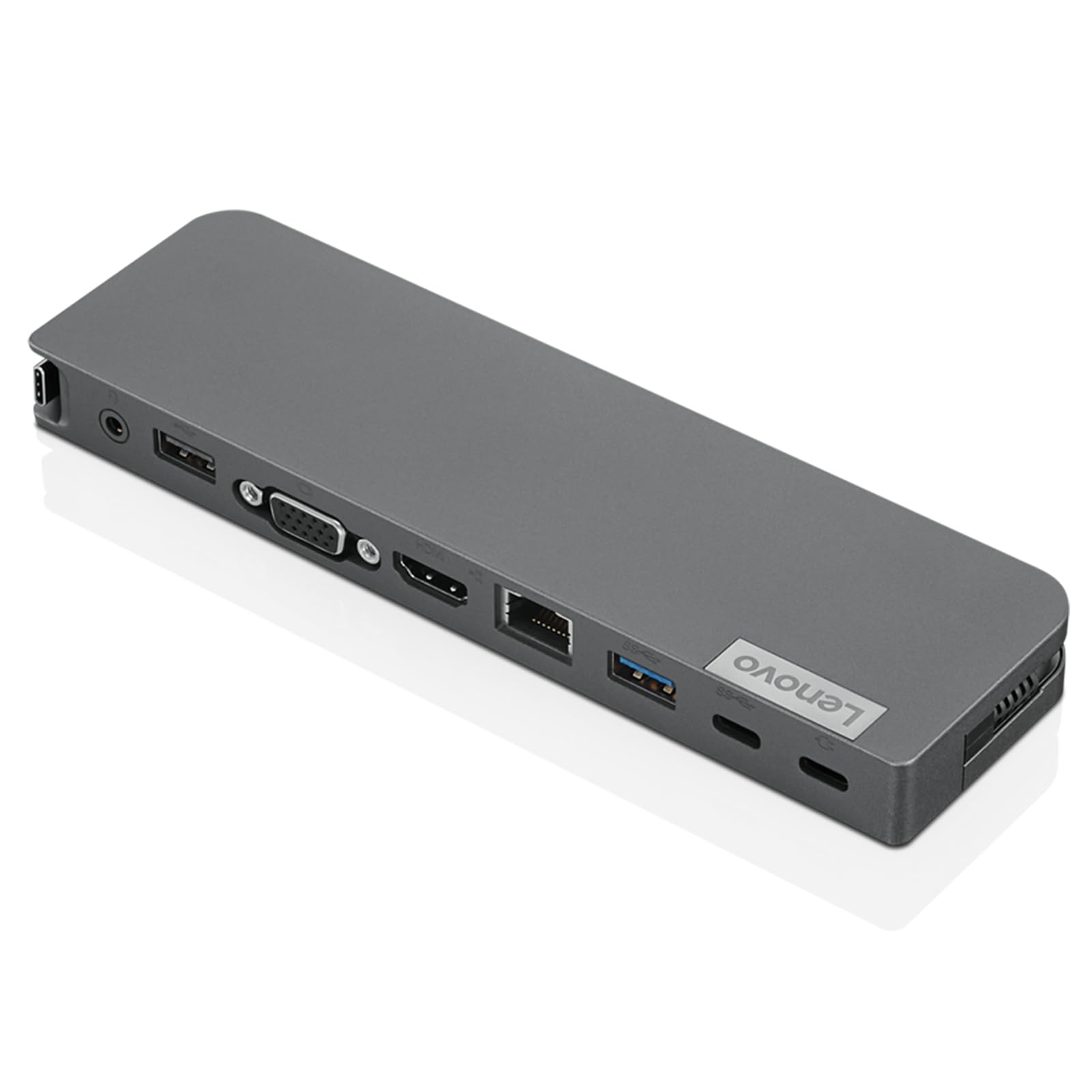 Lenovo USB-C Mini Dock, 7-in-1 Portable Dock with HDMI, VGA, USB-C, USB 3.1, USB 2, 3.5mm Audio, Ethernet, 45W Charging, Compati