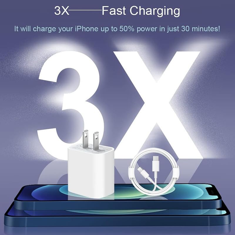 Iphone Chargers Fast Charging [3Pack] Cargador 20W Super Fast Charger Usb C Wall Charger With 6Ft Fast Charging Cable For Iphone
