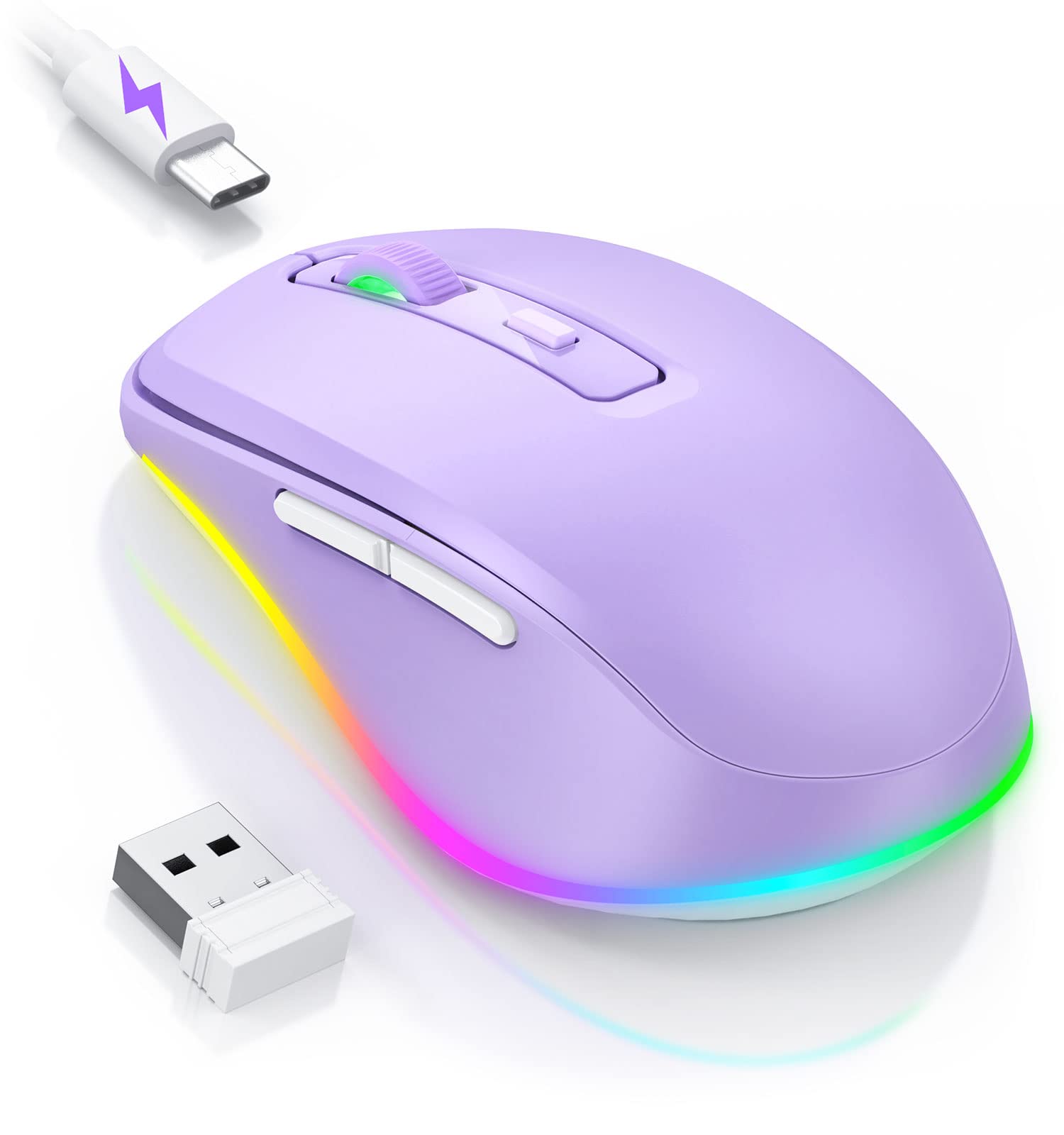 Wireless Mouse Jiggler   Led Wireless Mice With Build In Mouse Mover, Rechargeable Moving Mouse For Laptop With Undetectable Ran