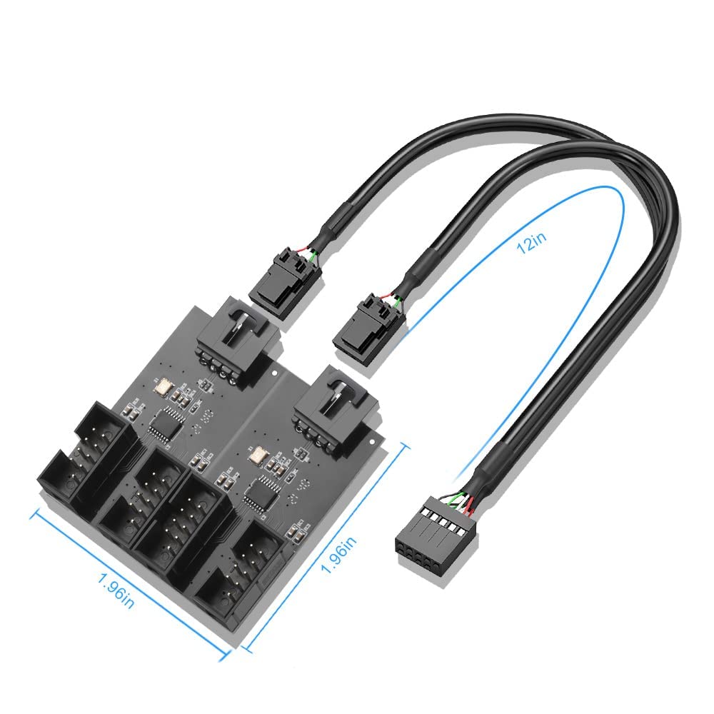 Kartoman 9Pin Internal Usb 2.0 Header Splitter For Pc Motherboard Male 1 To 4 Female Extension Cable Connector Adapter