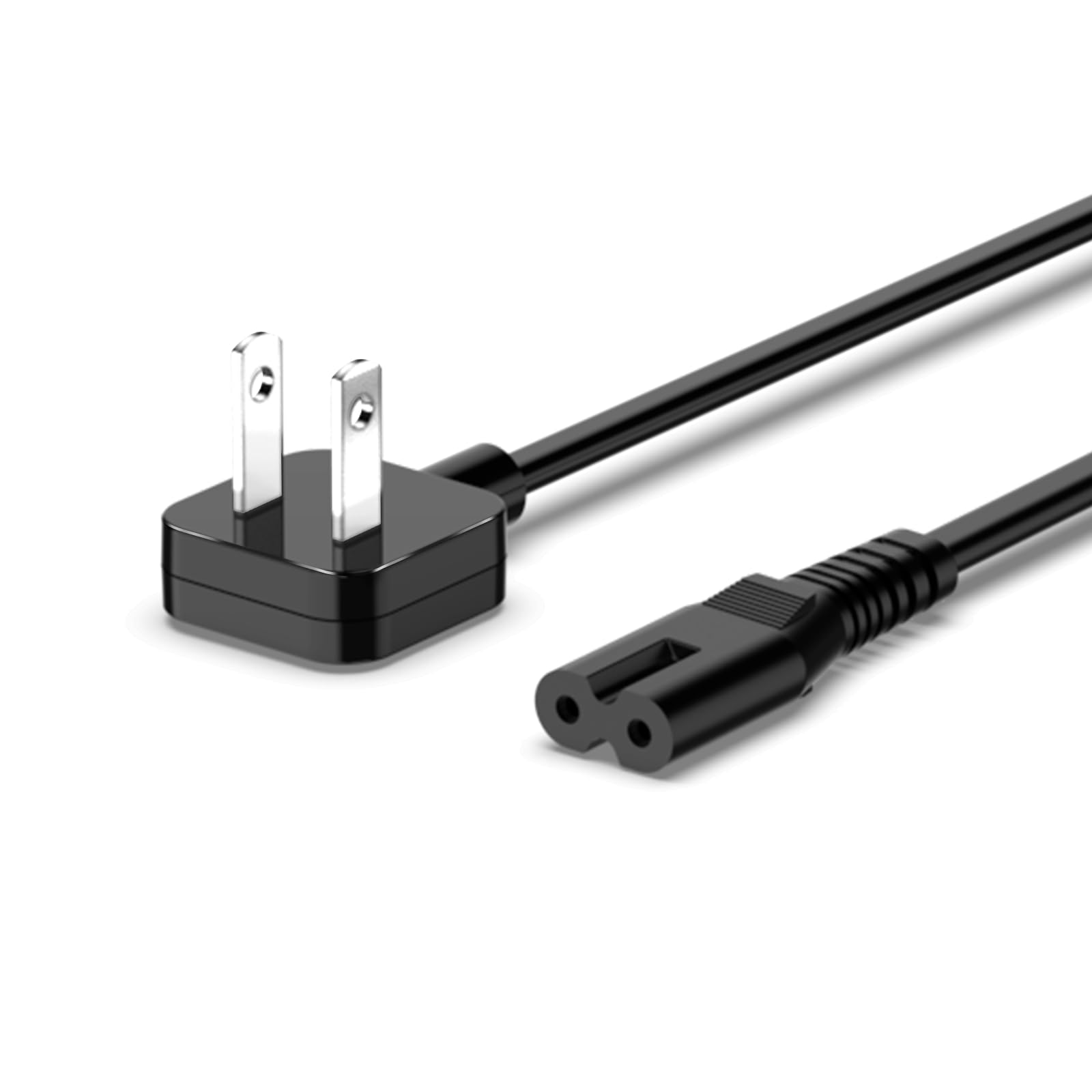 AC Adapter Power Cord 5ft, Super Slim Flat Plug Non Block Design, Figure 8 Power Cable Replacement for Chargers, TV, Xbox, PlayS