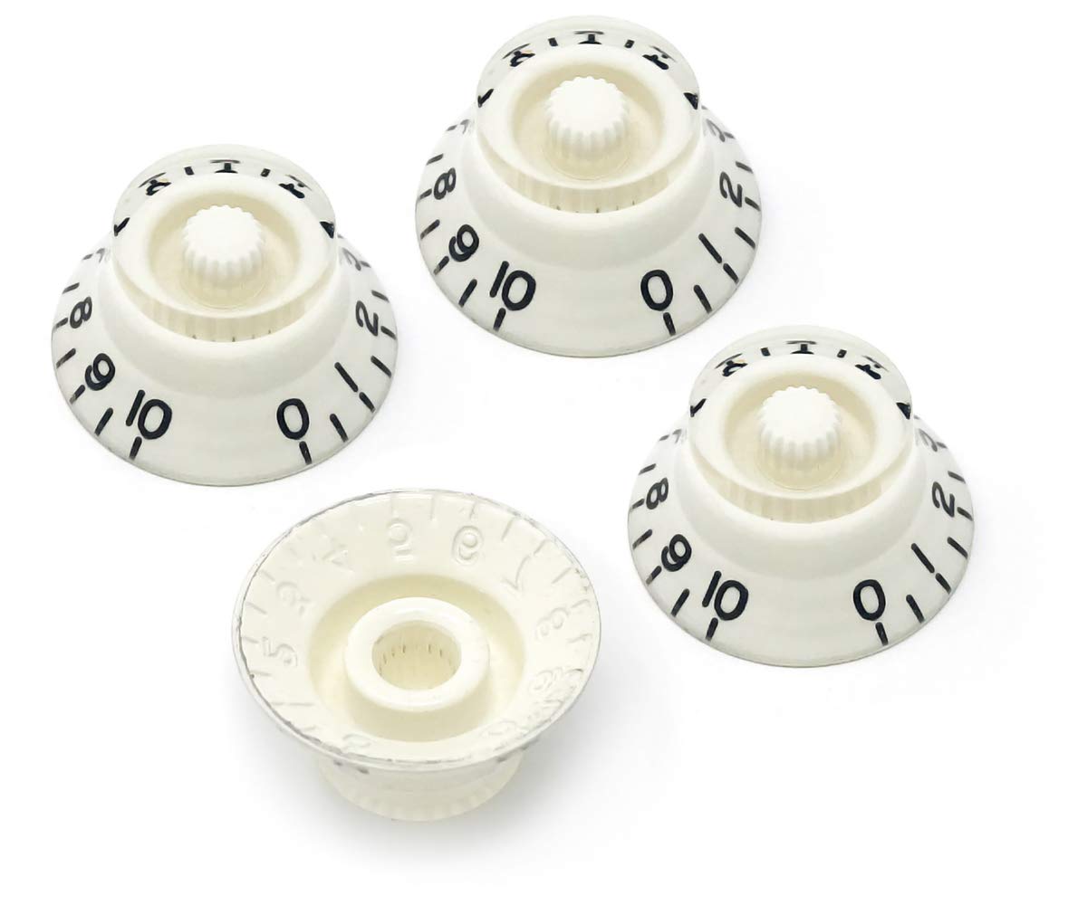 Vintage Forge White Top Hat Bell Knobs Compatible With Epiphone Les Paul Import Electric Guitar (Set Of 4) Fits 18 Coarse Spline