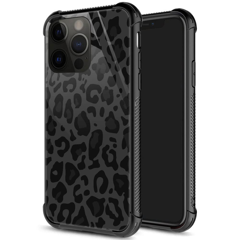 Zhegailian Case Compatible With Iphone 14 Pro Max,Black Grey Leopard Case For Iphone 14 Pro Max For Girls Women,Pattern Design A