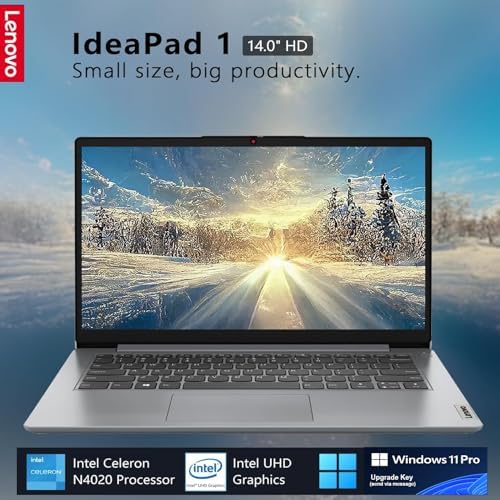 Lenovo Ideapad 1 Business Laptop - 14 Hd Display, Intel Celeron N4020, 4Gb Ram, 256Gb Storage(128Gb Emmc + 128Gb Sd Card), Intel