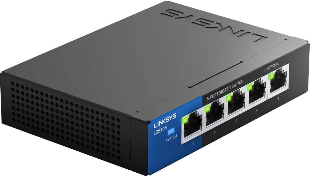Linksys Lgs105: 5 Port Business Desktop Gigabit Ethernet Unmanaged Switch, Computer Network, Wired Connection Speed Up To 1,000