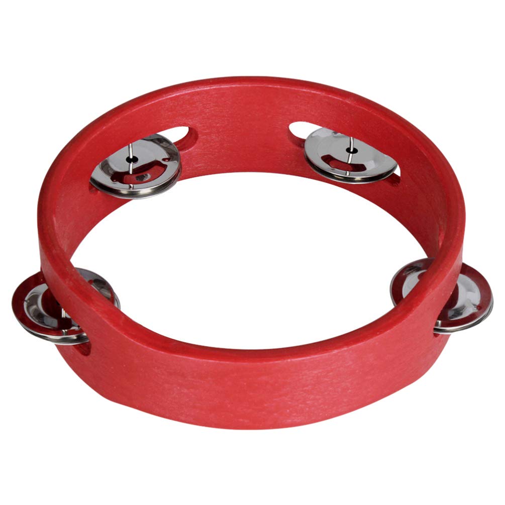 EXCLUZO Handheld Tambourine Single Row 6 Inch Hand Held Percussion Drum Wood Tambourines Musical Educational Instrument for Kids