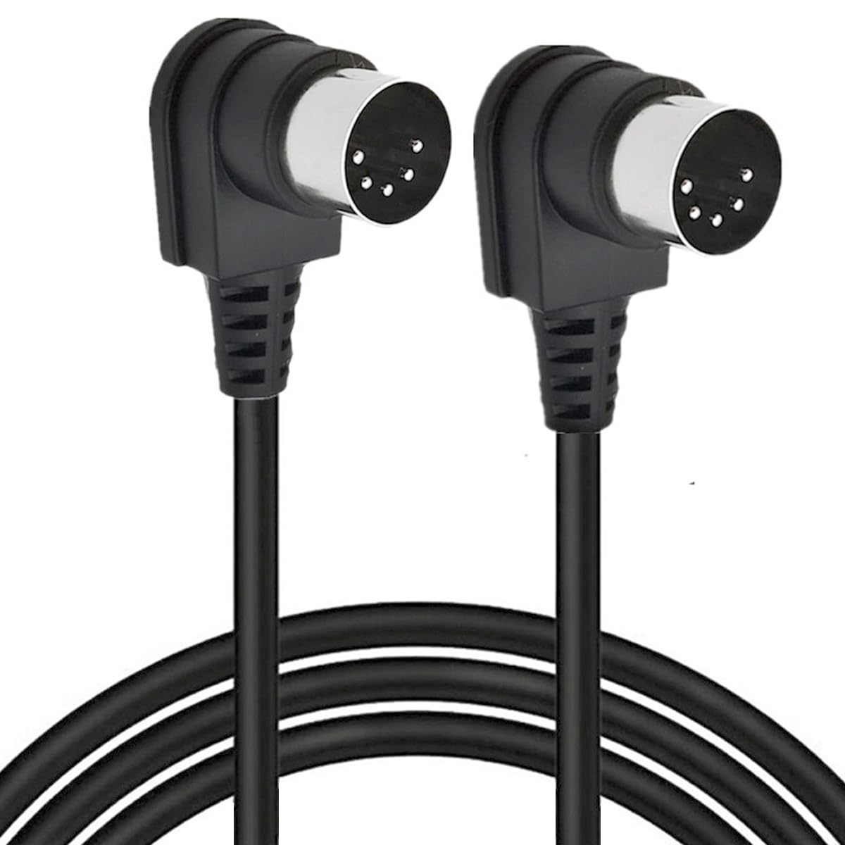 Glhong 90 Degree Angle Midi 5 Pin Din Cable, Right Angle Doul 90 Degree Din 5 Pin Male To Male Midi Audio Cable For Music Mixer,