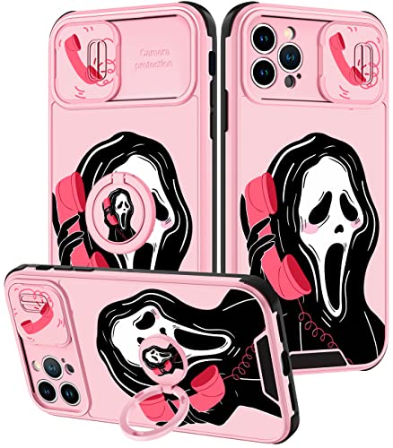 Goocrux (2In1 For Iphone 12 Pro Max Case Skull Skeleton For Women Girls Cute Girly Pink Phone Cover Goth Design With Slide Camer