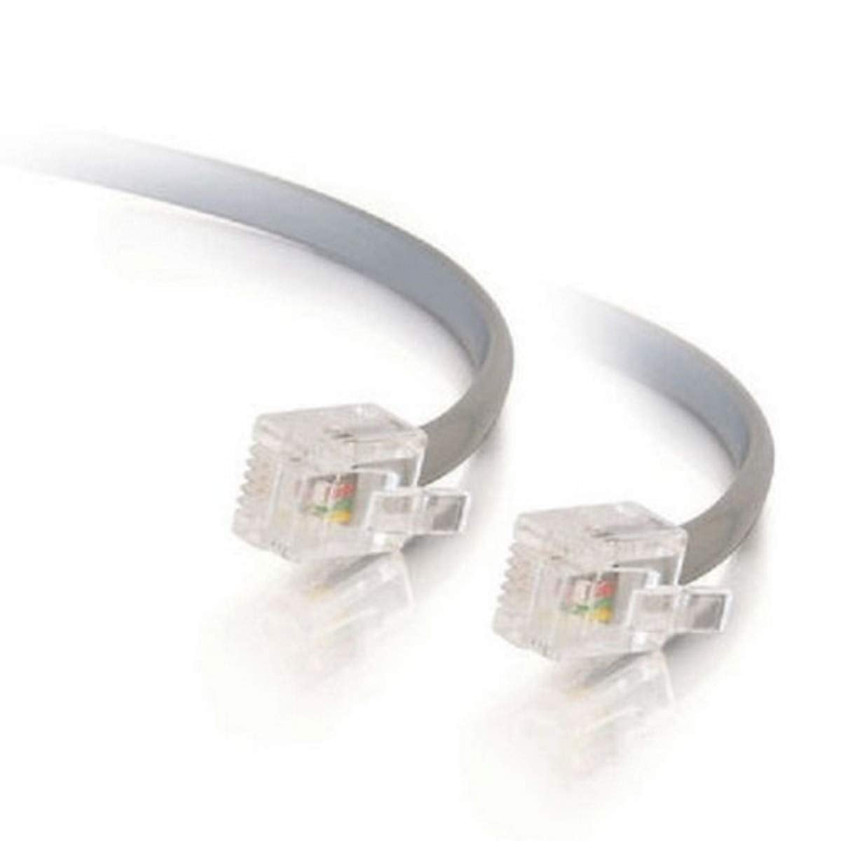 C2G/Cables To Go 09593 Rj11 6P4C Straight Modular Cable, Silver (50 Feet/15.24 Meters)