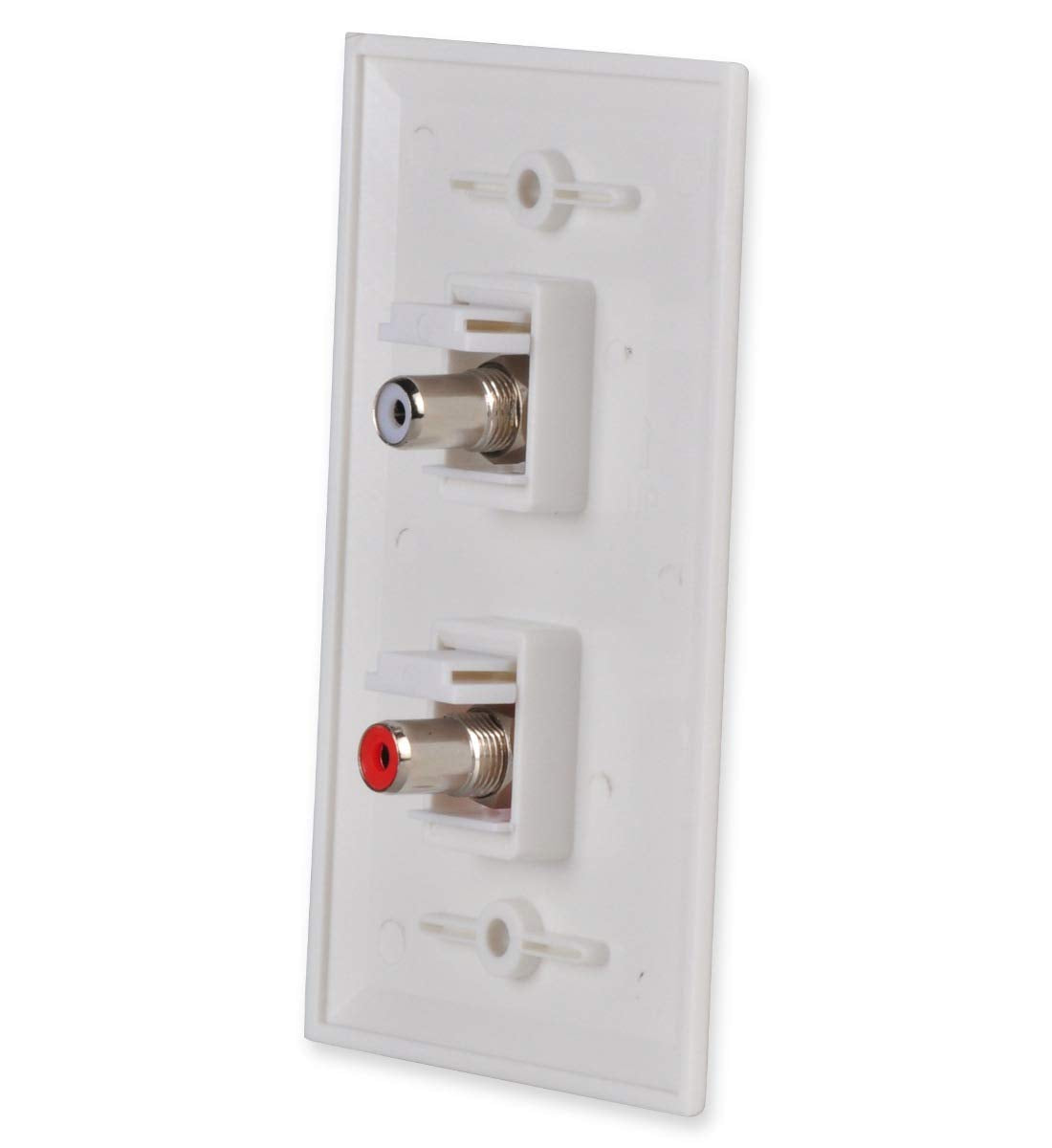 Rca Wall Plate, Httx White 2 Port Rca Wall Plate With Removable F/F Rca Keystone Jack Inserts For L/R Stereo Speakers