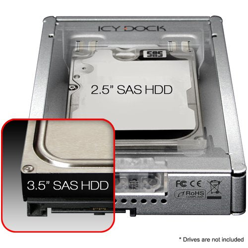 Icy Dock 2.5 Inch Sas Ssd To 3.5 Sas (Sff-8482) 3.0 12Gbps Dual Channel Hdd Metal Converter / Mounting Adapter For 3.5 Drive Bay