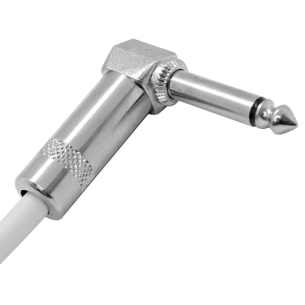 Seismic Audio - Sagc10R-White-2Pack - 2 Pack Of 10 Foot White 1/4 Inch Ts Right Angle To Straight Guitar Cables 10 Instrument 1