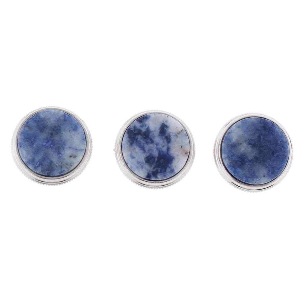 Liyafy 3Pcs Trumpet Valve Finger Buttons Musical Instruments Accessories Silver With Dark Blue Shell Inlay