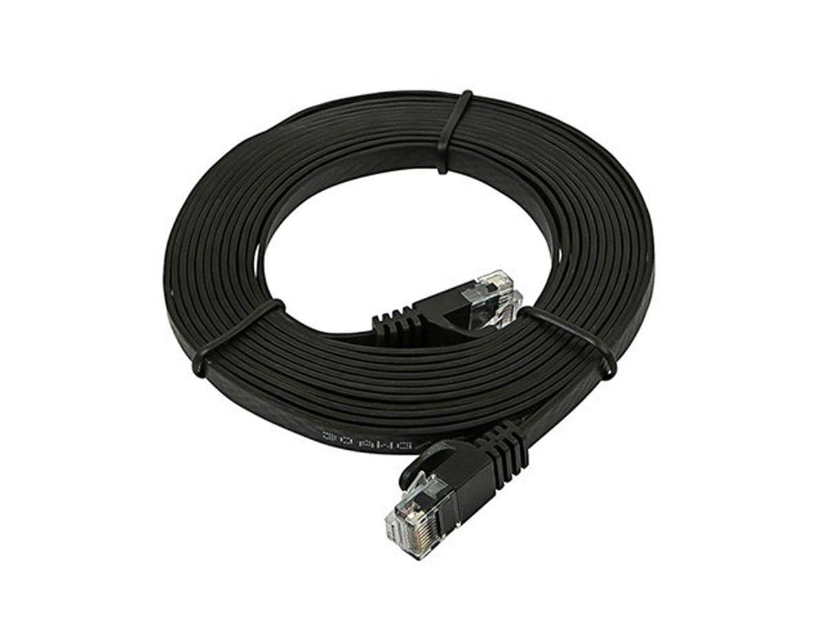 Monoprice Cat5E 10Ft Black Flat Patch Cable Utp 30Awg 350Mhz Pure Bare Copper Snagless Rj45 Flexboot Series Ethernet Cable