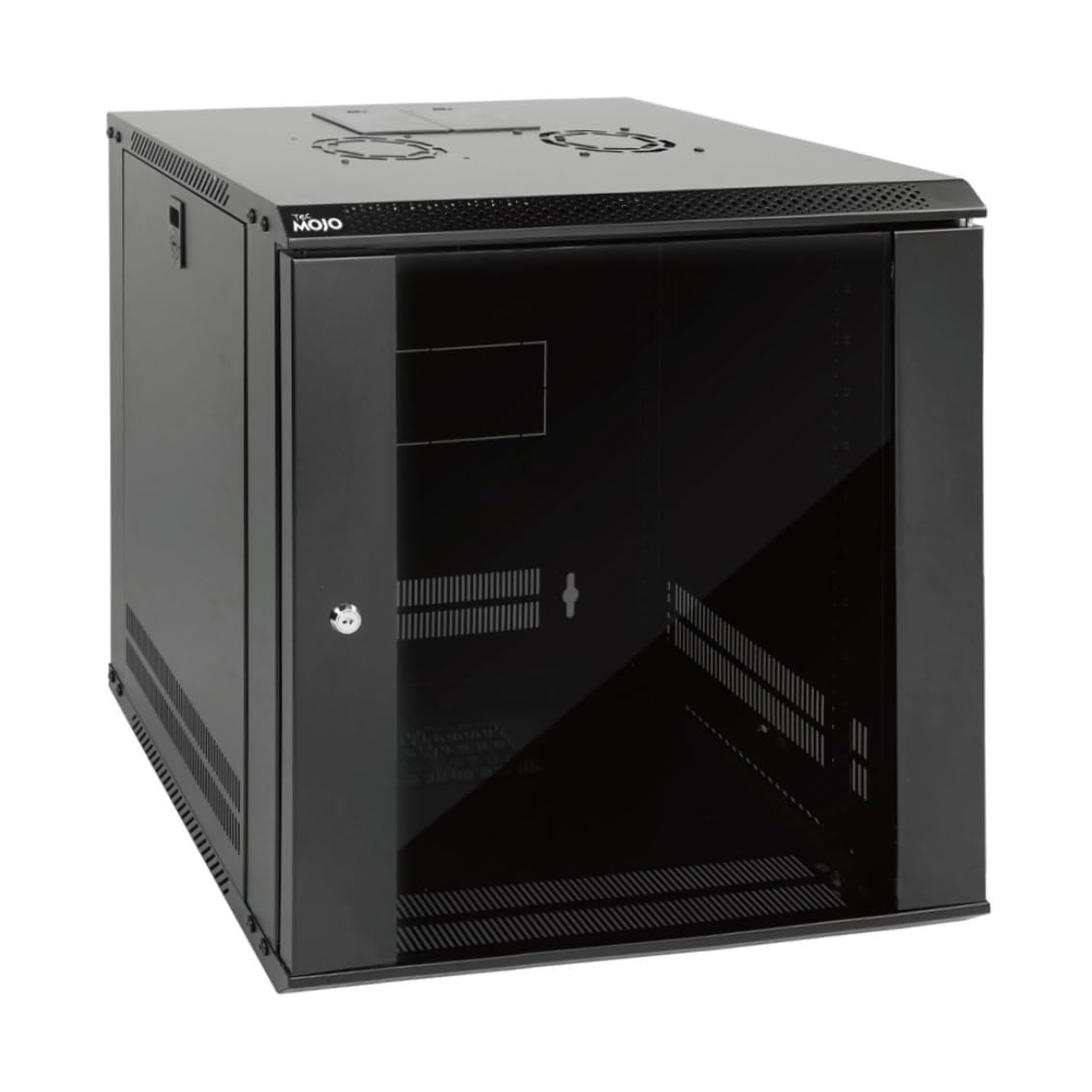 Tecmojo 12U Wall Mount Server Cabinet It Network Rack Enclosure Lockable Door And Side Panels Black,Cooling Fan,Glass Door,17.7I