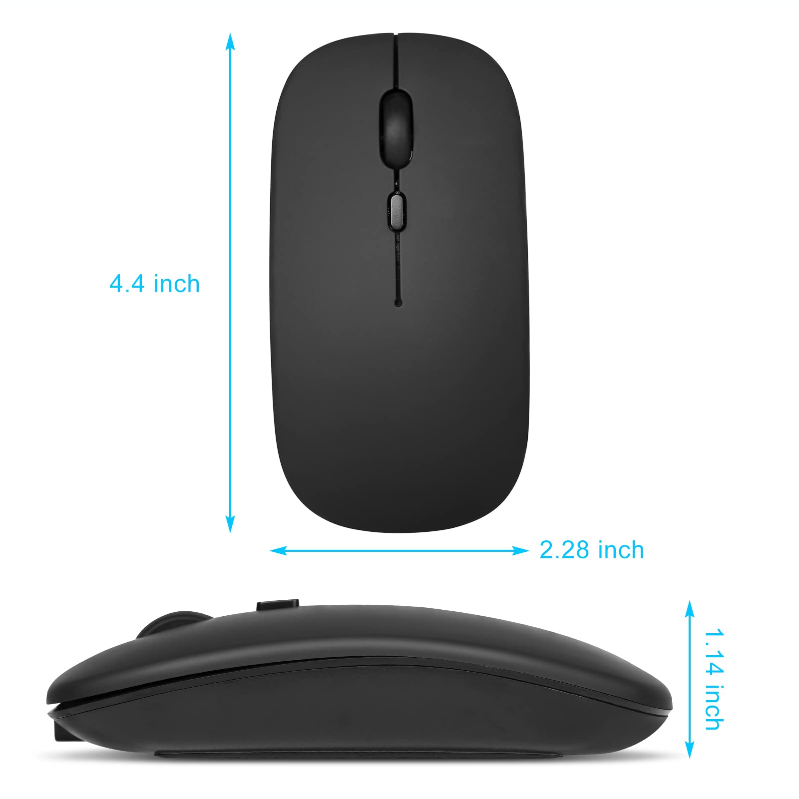 Urbanx 2.4Ghz & Bluetooth Mouse, Rechargeable Wireless Mouse For Samsung Galaxy Tab A8 10.5 (2021) Bluetooth Wireless Mouse For Laptop/Pc/Mac/Ipad Pro/Computer/Tablet/Android Onyx Black