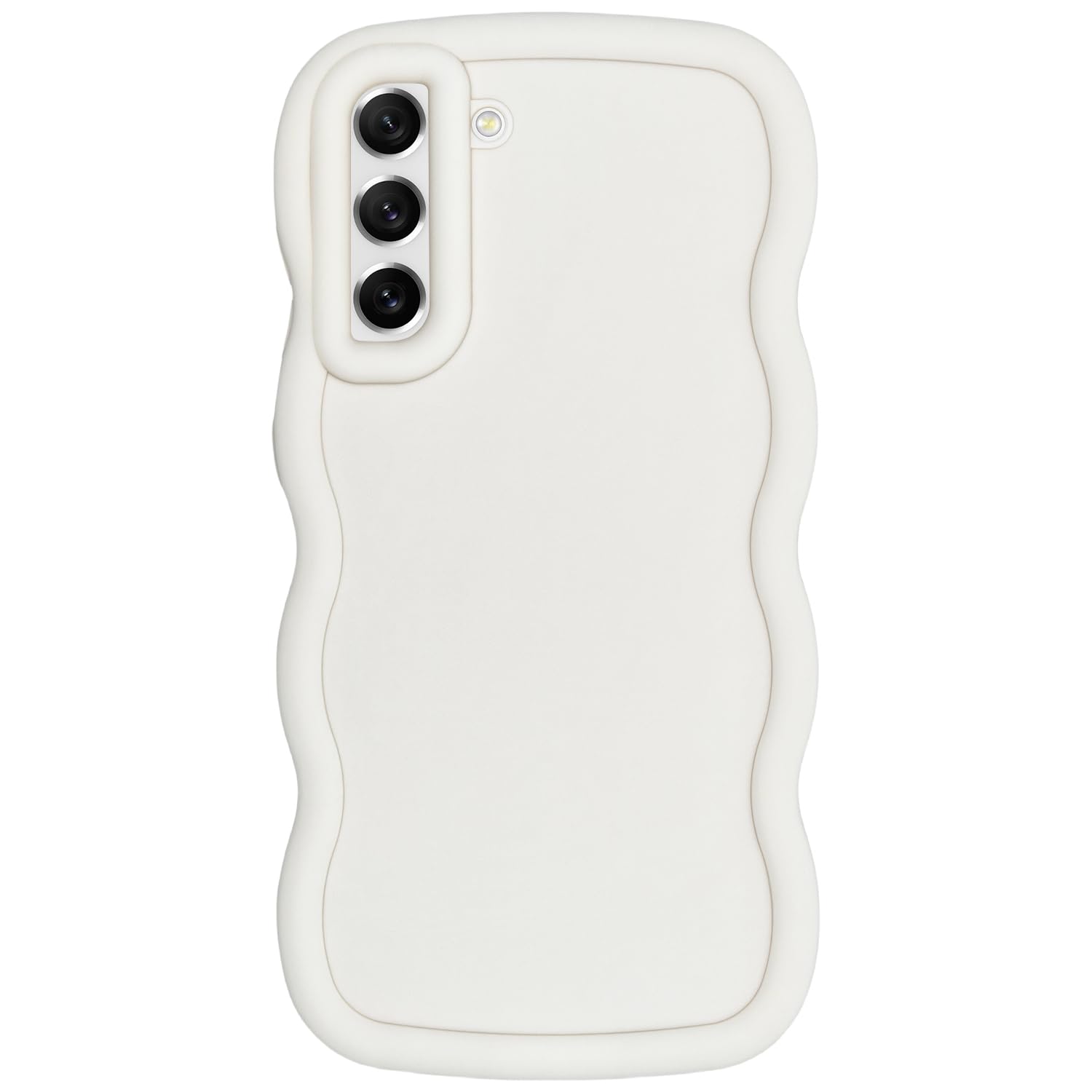 WOGROO Slim Fit Case for Samsung Galaxy S21 FE, Wave Frame, Cute Soft TPU Thin Protective Phone Cover for Women, Creamy White