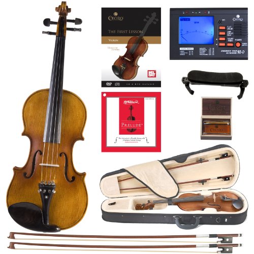 Cecilio Cvn 500 Solidwood Ebony Fitted Violin With Daddario Prelude Strings, Size 4/4 (Full Size)