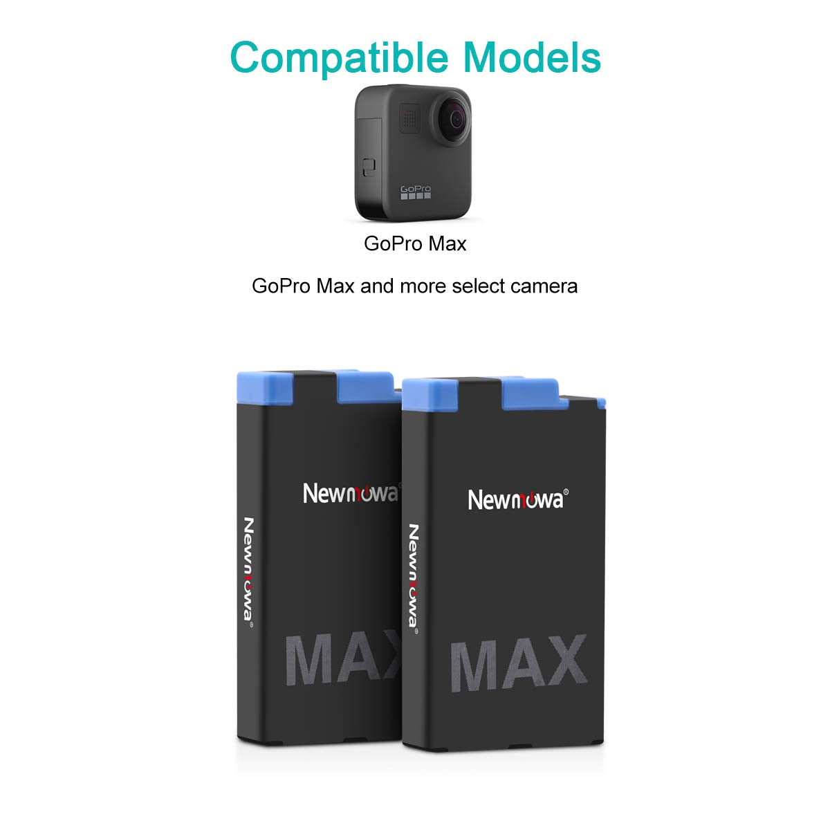 Newmowa Replacement Battery (2 Pack) And Rapid 3 Channel Charger For Gopro Max (Fully Compatible)