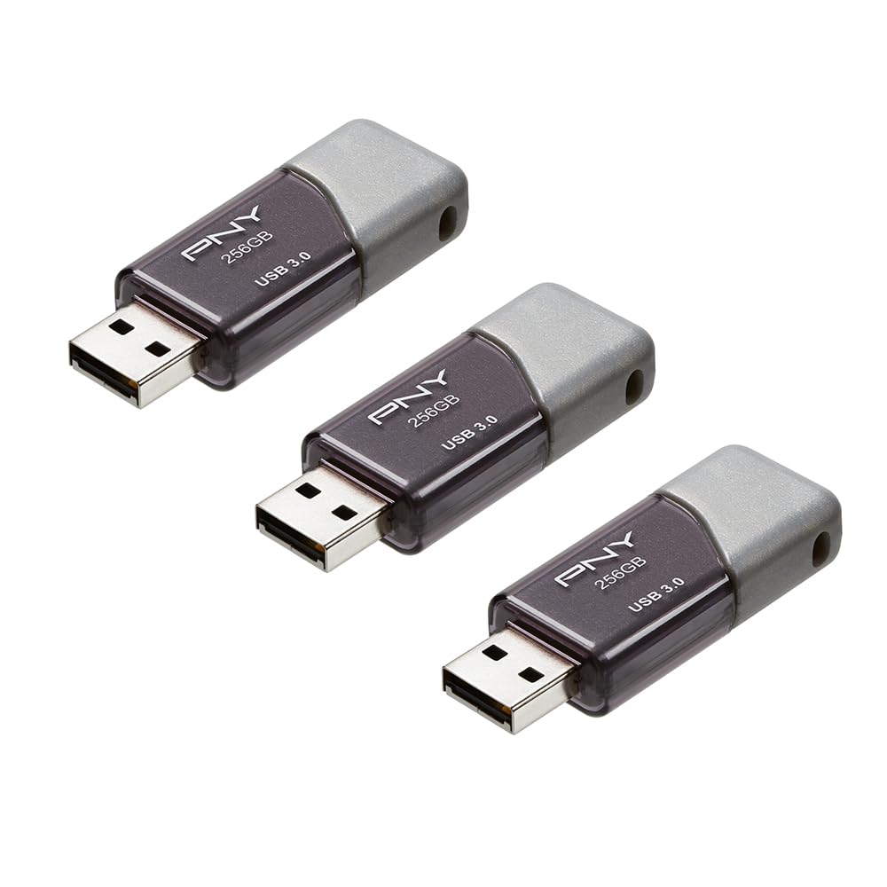 Pny 256Gb Turbo Attach3 Usb 3.0 Flash Drive 3 Pack   Grey, P Fd256X3Tbop Mp, 100Mb/S, Light Weight Durable   Data Storage And Tr