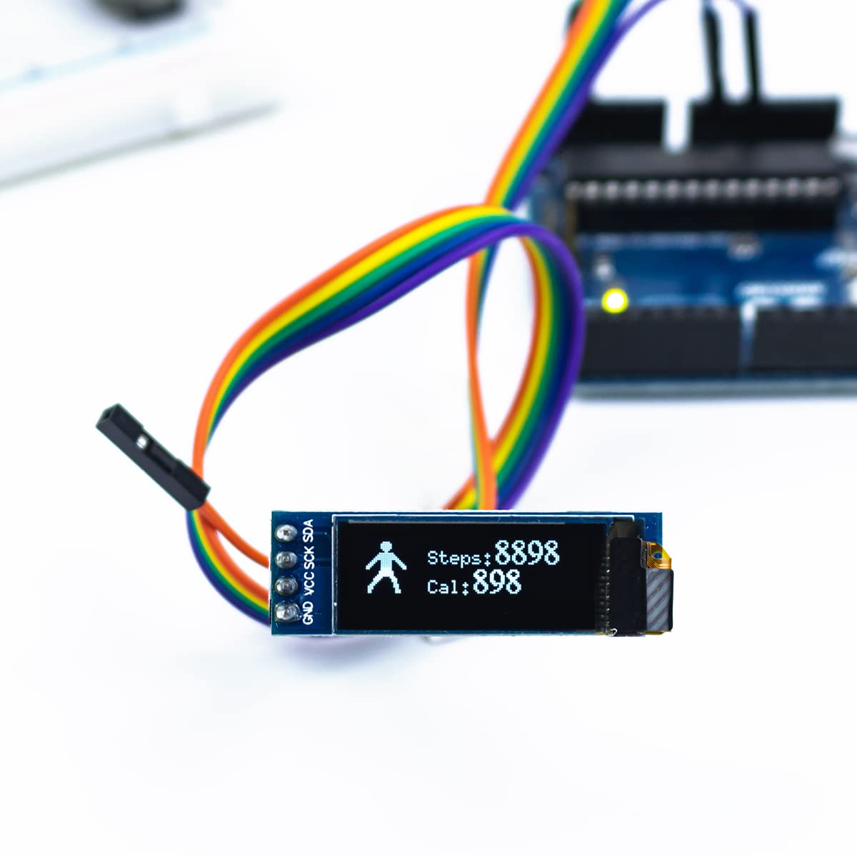 Hosyond 5 Pcs 0.91 Inch I2C Oled Display Module Iic Oled Screen Dc 3.3V~5V Compatible With Arduino Raspberry Pi (White Display C