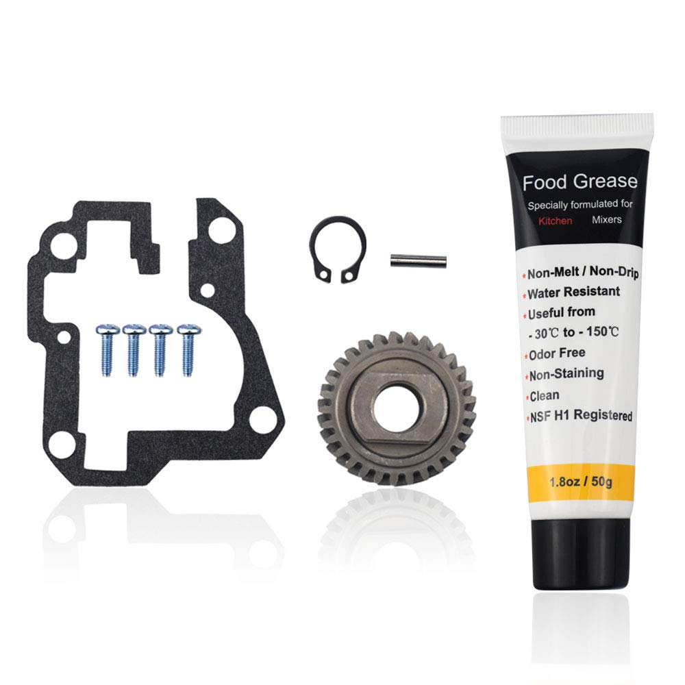 9706529 W11086780 Gear   By Huthbrother, Compatible With 5 & 6 Qt Wp9706529 9703543 Replacement Gear Parts, With 9709511 Gaskets And 1.8 Oz Grease & 9703680 Circlip