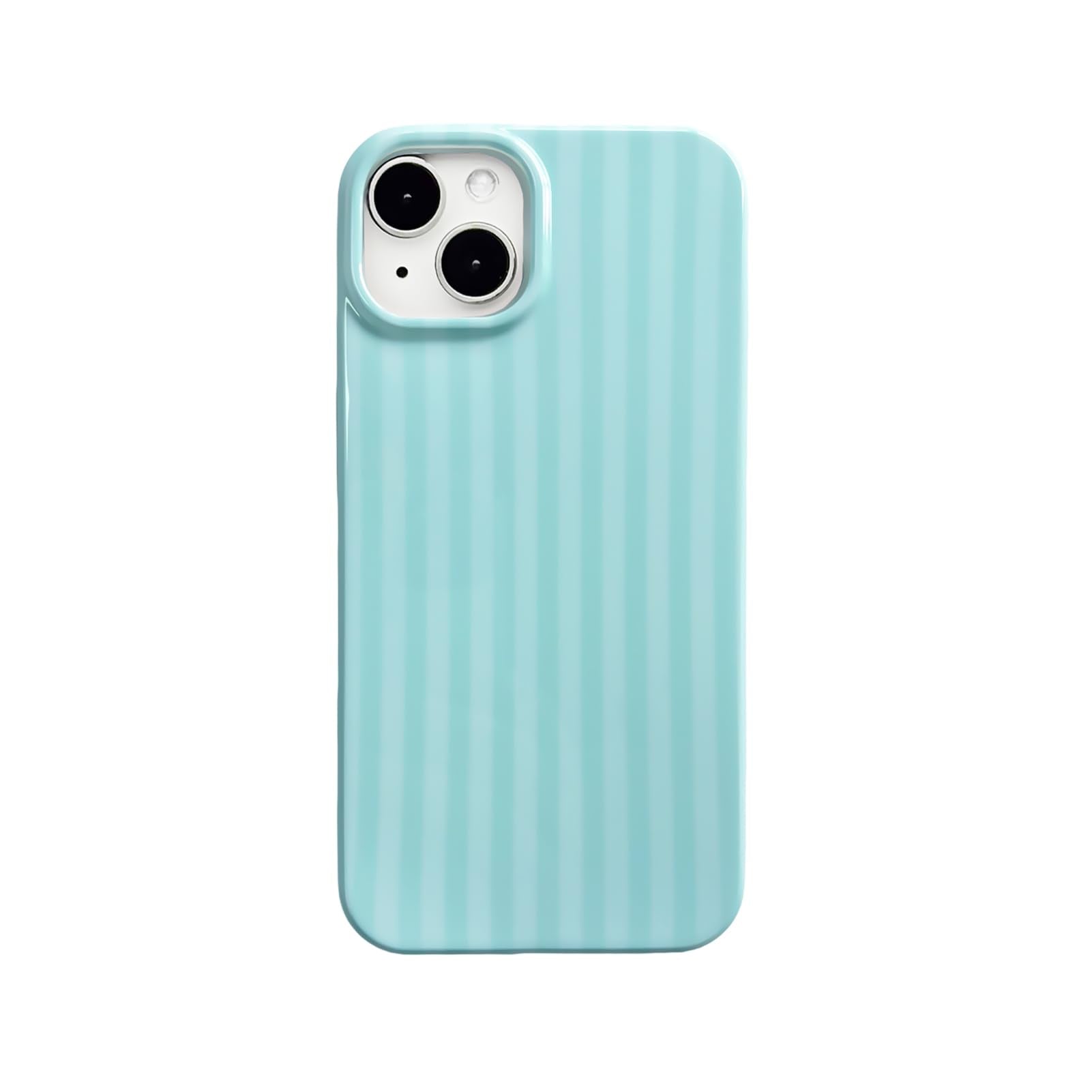 Reezaddin Teal Striped Phone Case for iPhone 15,Cute Aesthetic Retro Vertical Line Stripes Pattern Protective Trendy Cover for G
