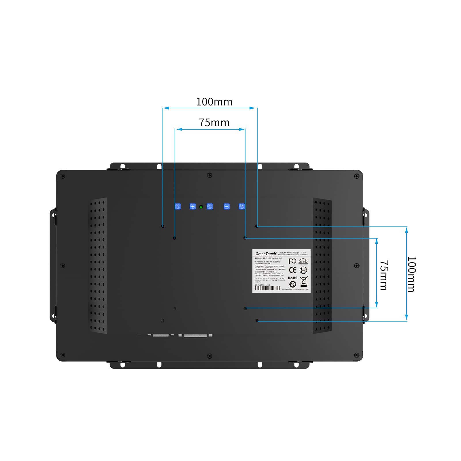 Greentouch 13.3 Inch 10 Points Open Frame Touch Display, Industrial Pcap Touchscreen Monitor, Vga+Hdmi+Dvi Port   16:9