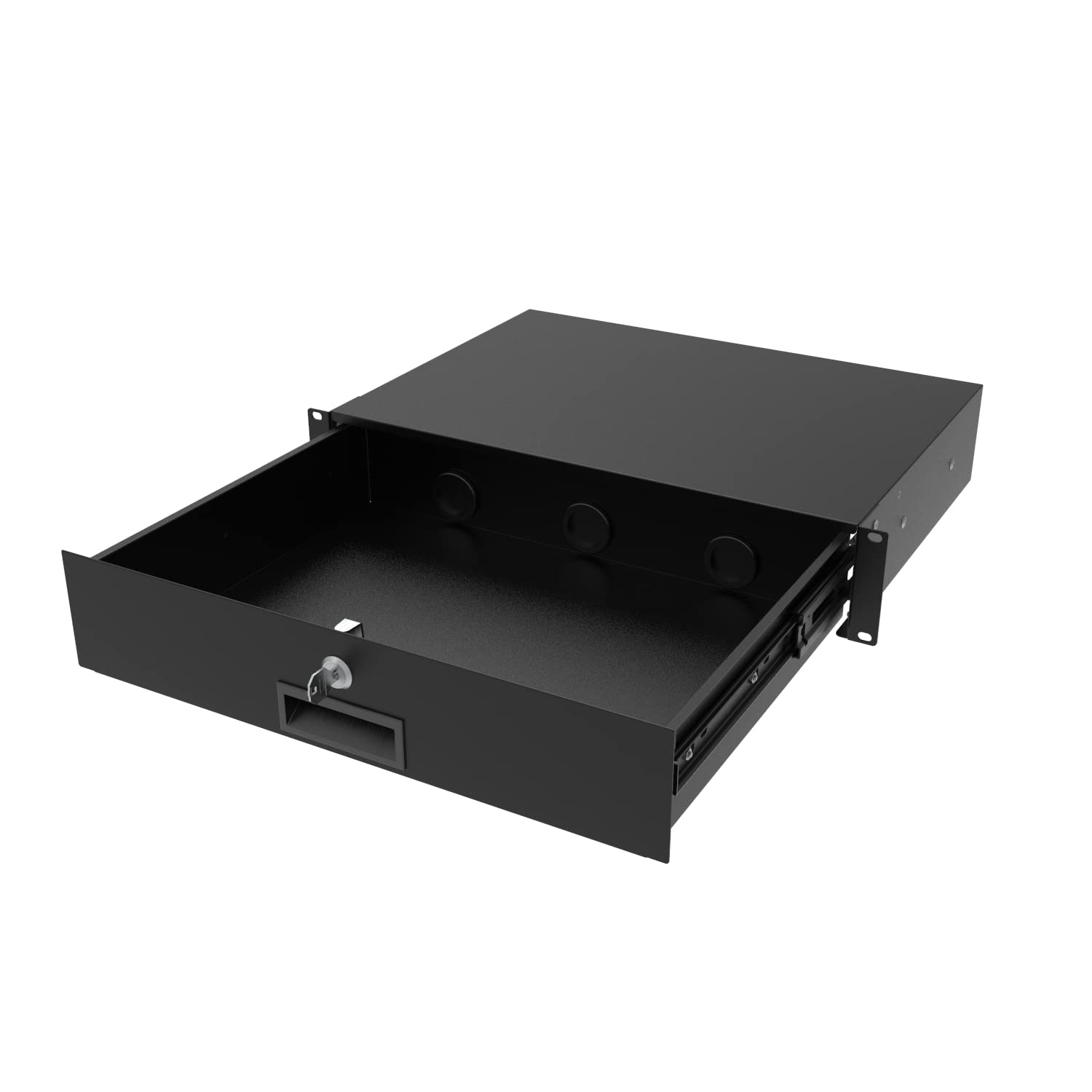 Qiaoyoubang 2U Server Cabinet Case 19 Inch Rack Mount Lockable Drawer With Key, 12.6 Inch Depth (2U)