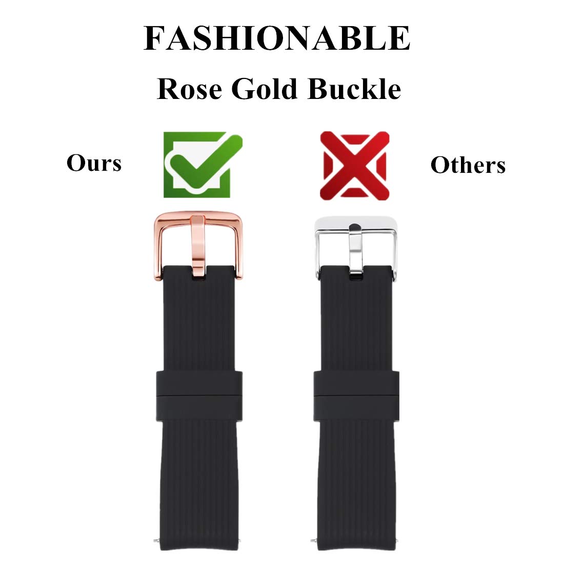 Teckmico Galaxy Watch Bands,20Mm Silicone Replacement Bands Compatible For Samsung Galaxy Watch 42Mm With Rose Gold Watch Buckle