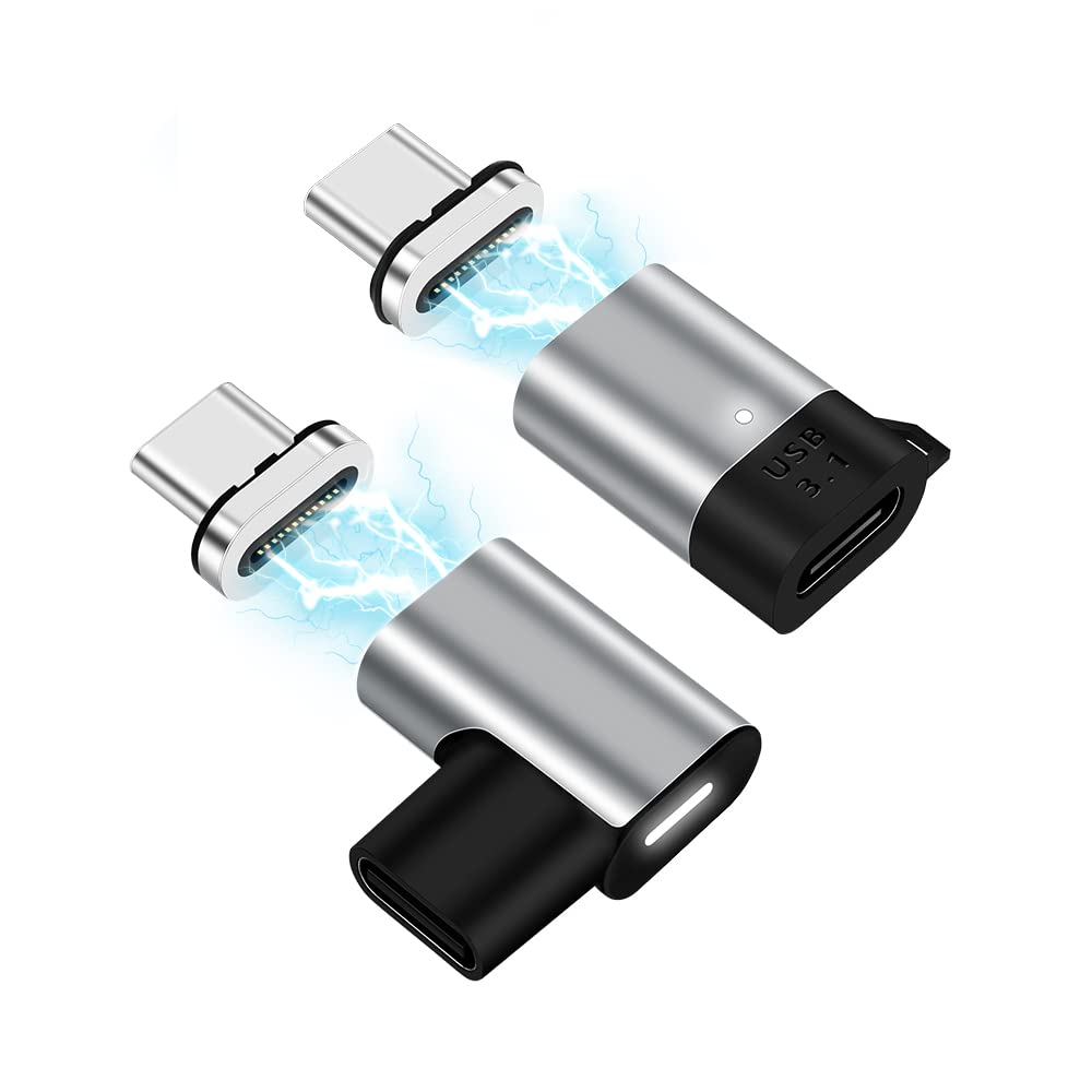 Sheeast Magnetic Usb C Adapter Straight Connector And Magnetic Usb C Adapter Right Angle 24 Pin Adapter Male To Female 100W Pd F