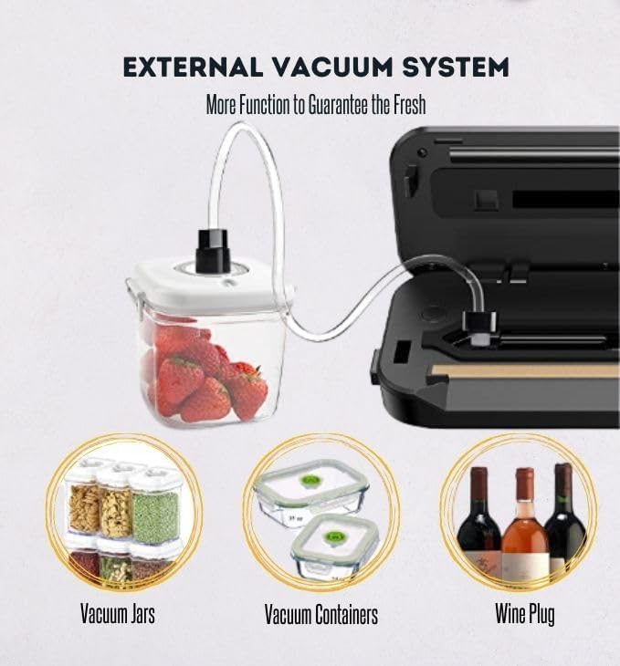 Updated Vacuum Sealer Machine (2025), Megawise Food Sealer W/Starter Kit, Dry & Moist Food Modes, Compact Design With 10 Vacuum