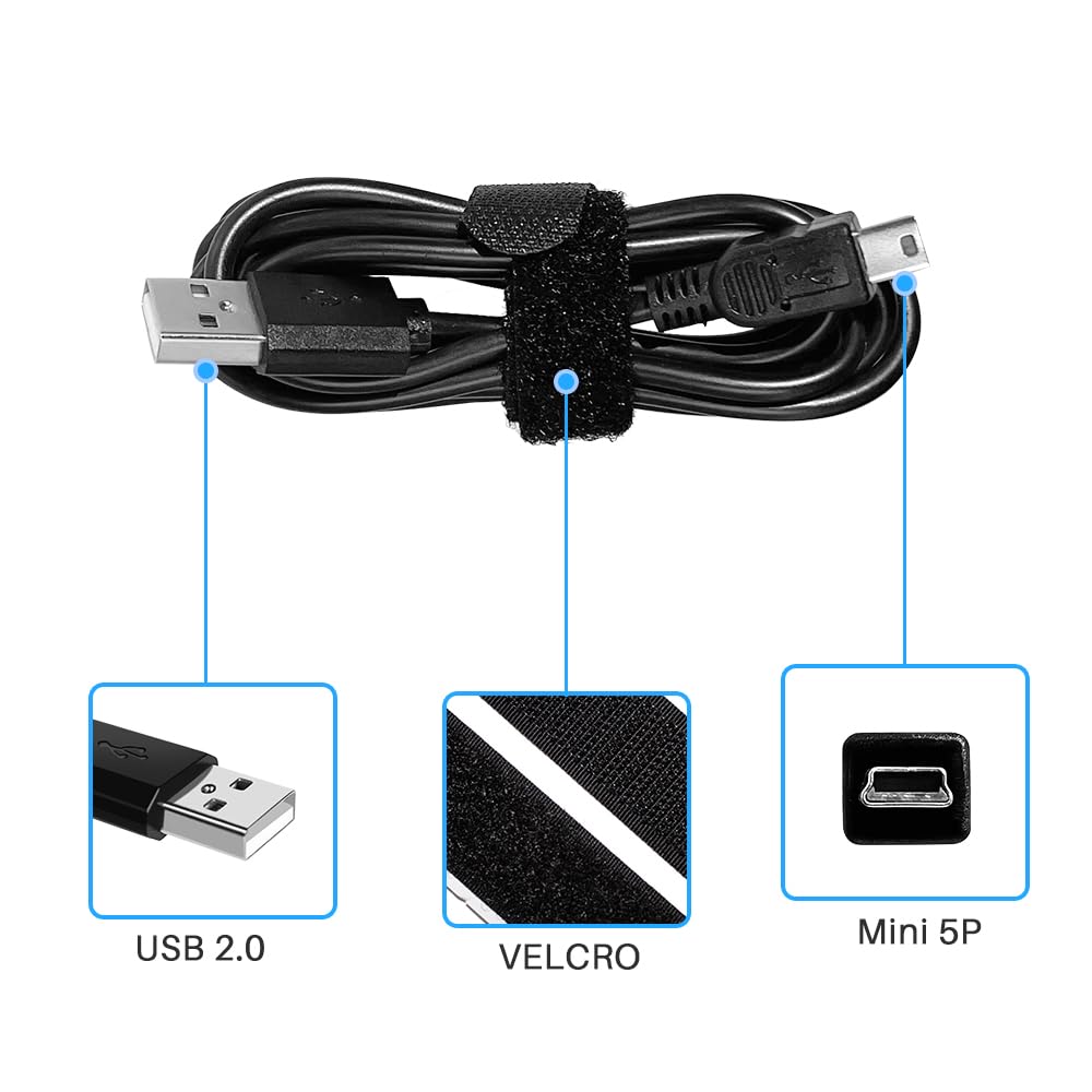 Fouceclaus Usb Power And Data Cable For Texas Instruments Calculators, 5Ft Charger Cord Compatible With Ti 84 Plus Ce, Plus C Silver Edition, Nspire Cx/Ti Cx Cas Graphing Calculators (Charger Cable)