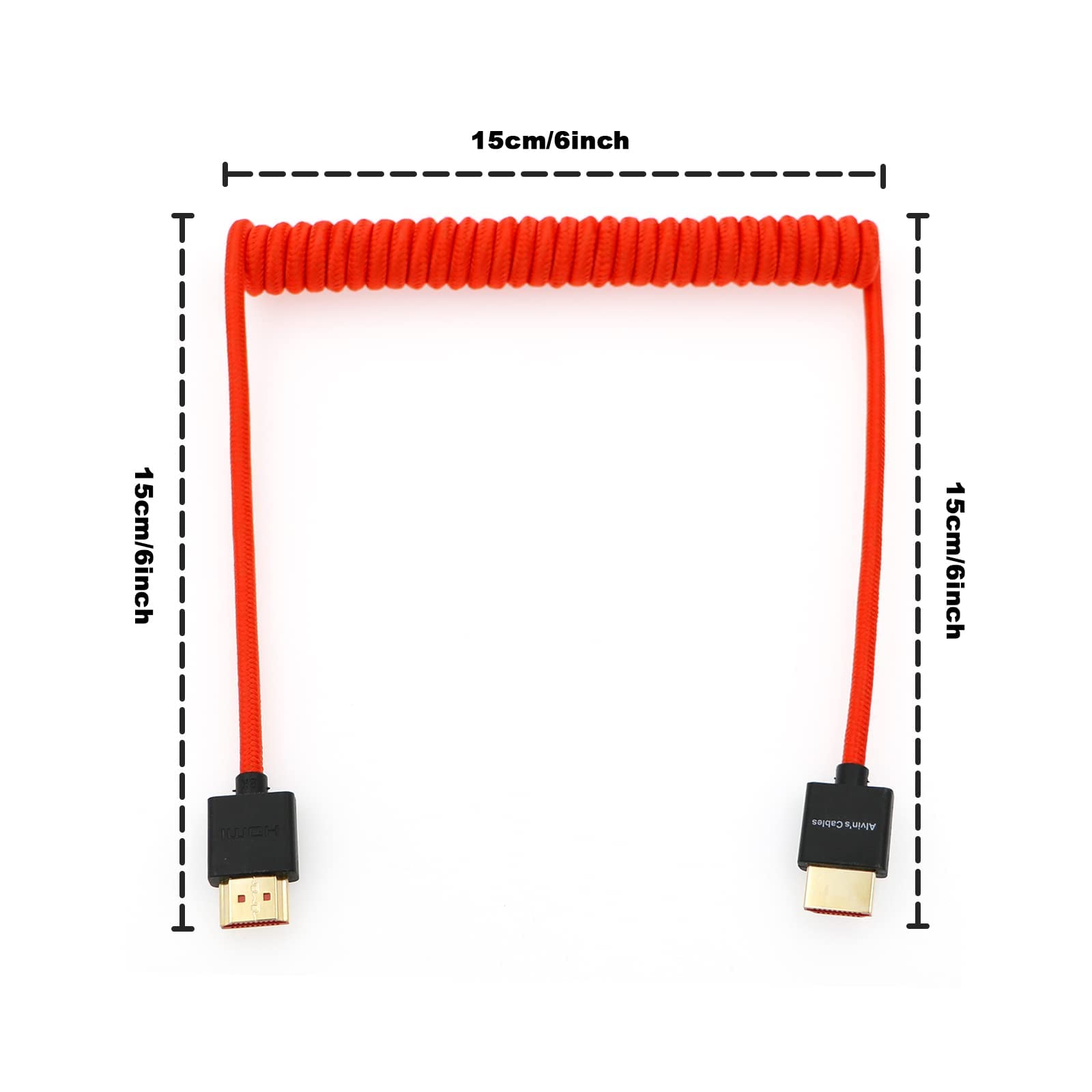 Alvin'S Cables 8K 2.1 Full Hdmi Braided Coiled Cable For Atomos Ninja V 4K 60P Record From Z Cam For Canon C70, For Sony A7S3,A9