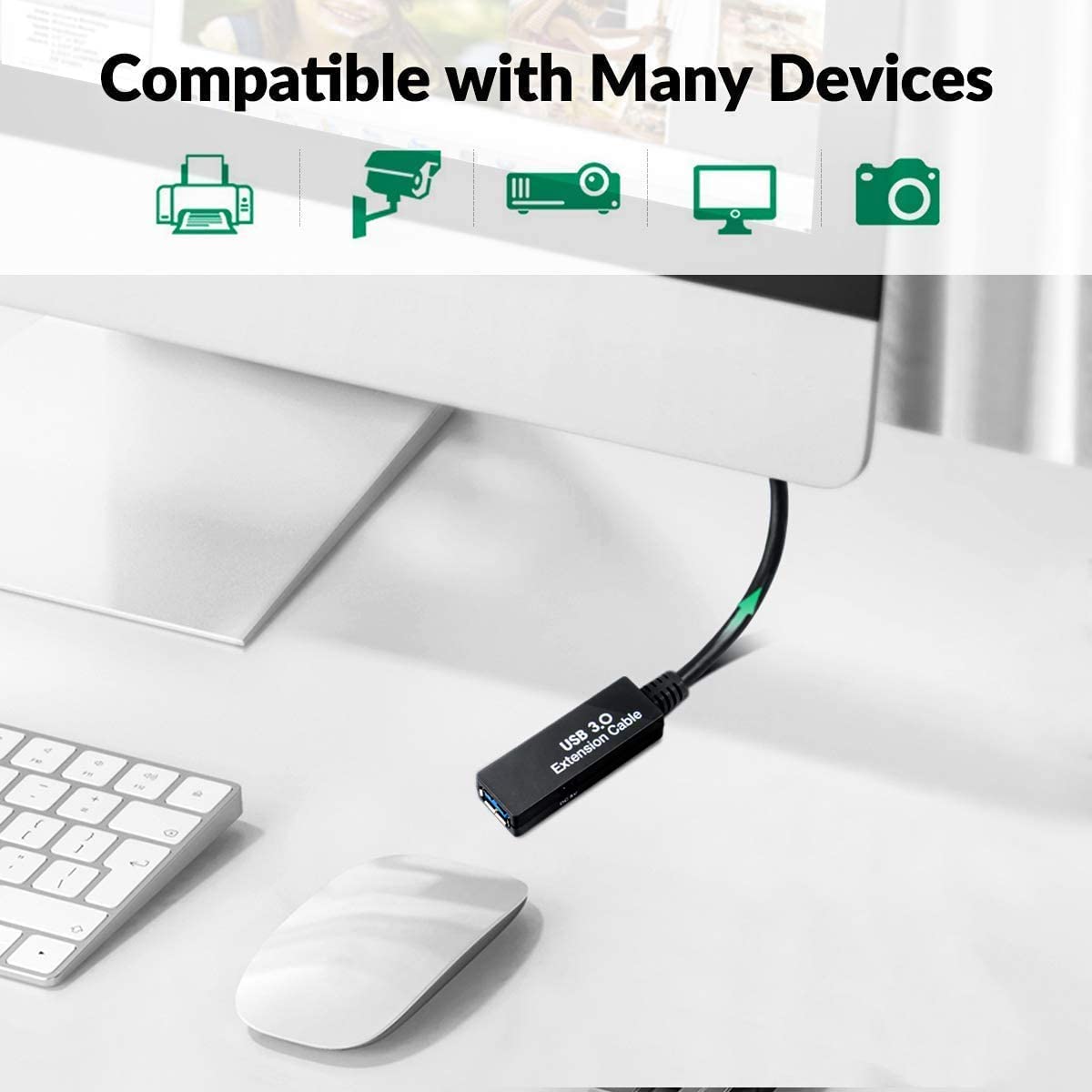 25Feet Active Usb 3.0 Extension Cable,Usb 3.0 Extension Cord A Male A Female,With Expansion Chipset Signal Boosters, Compatible With Oculus Quest 3,Vr, Xbox, Ps4, Webcam,Etc.