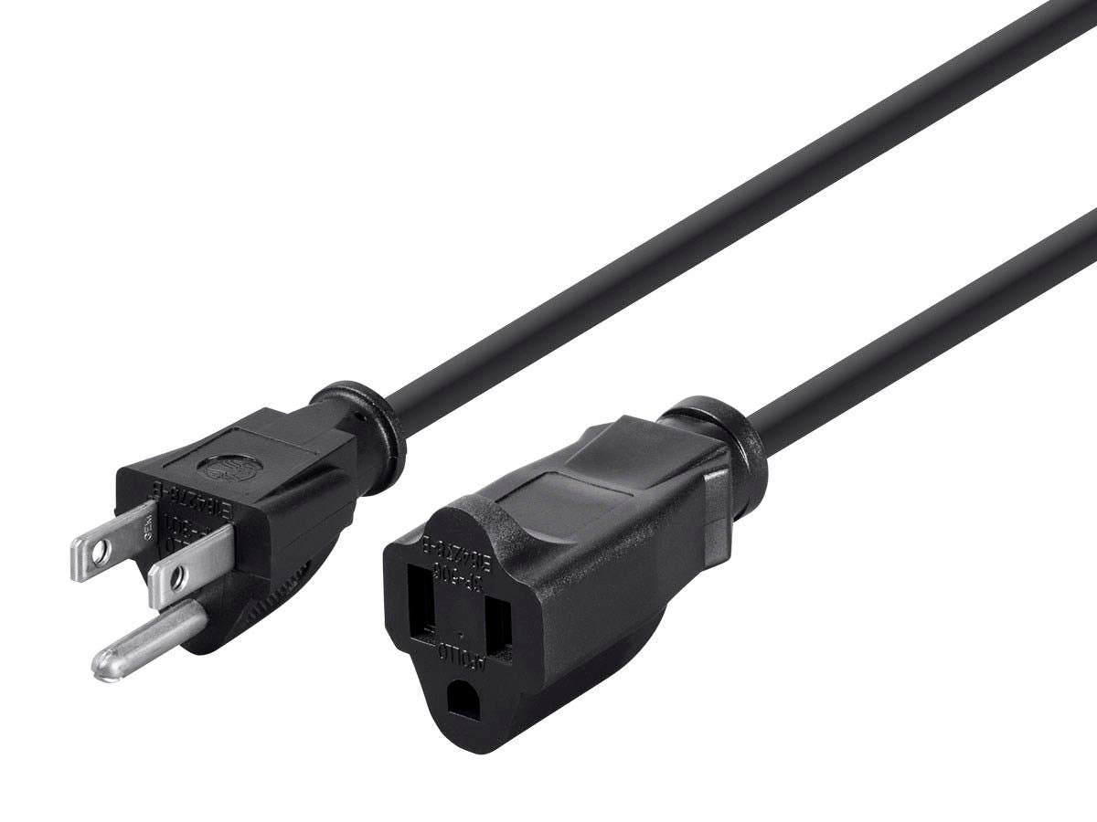 Monoprice 105296 1Ft 16Awg Power Extension Cord Cable, 13A (Nema 5 15P To Nema 5 15R),Black   13A
