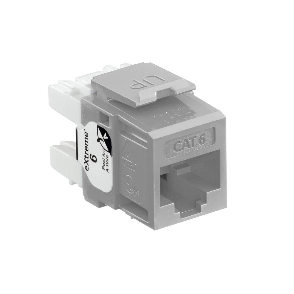 Leviton 61110-Rg6 Extreme 6+ Quickport Connector, Cat 6, Gray