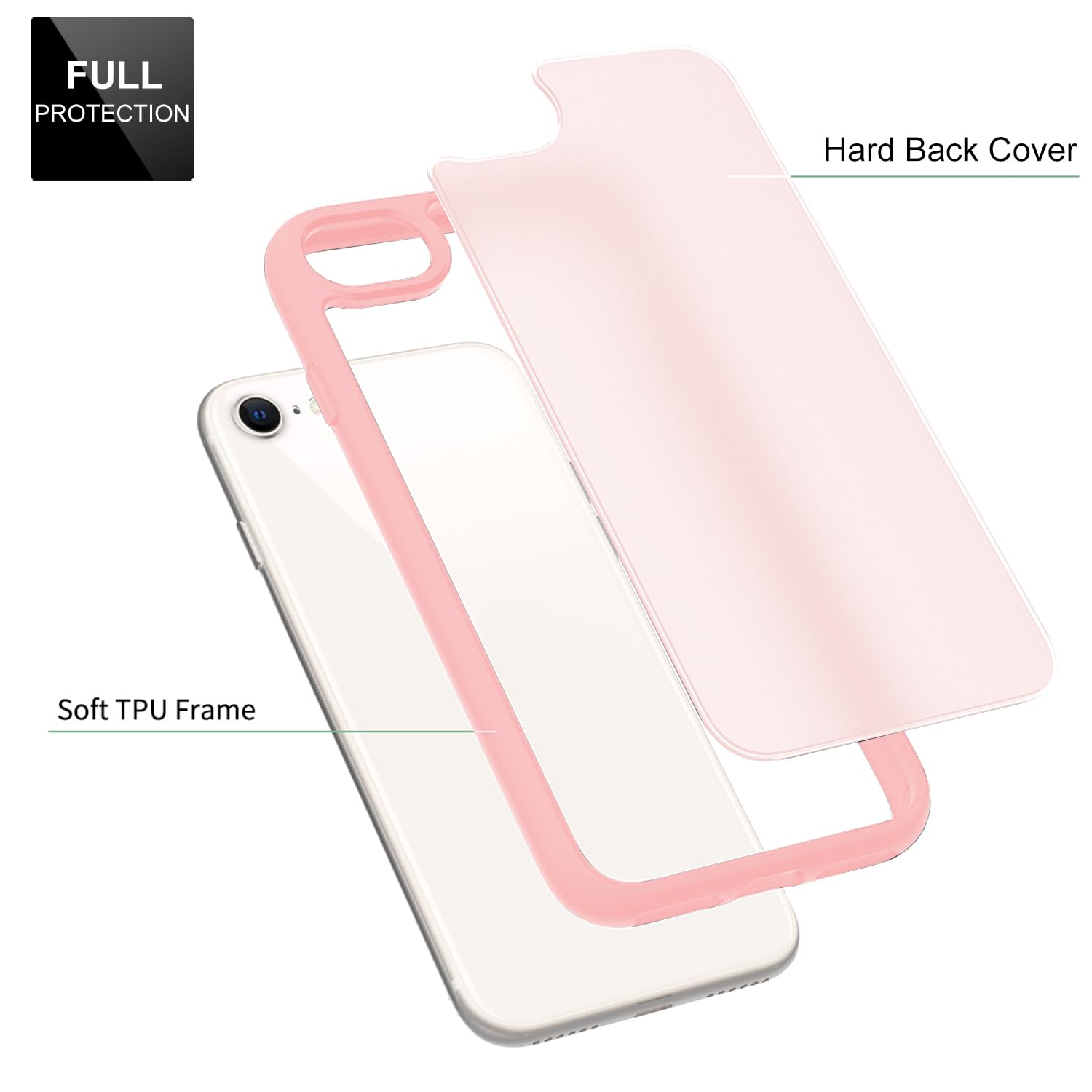 Tenoc Phone Case Compatible With Iphone Se (2Nd 2020 And 3Rd 2022 Generation) & Iphone 7 & Iphone 8, Pink Case Translucent Prote