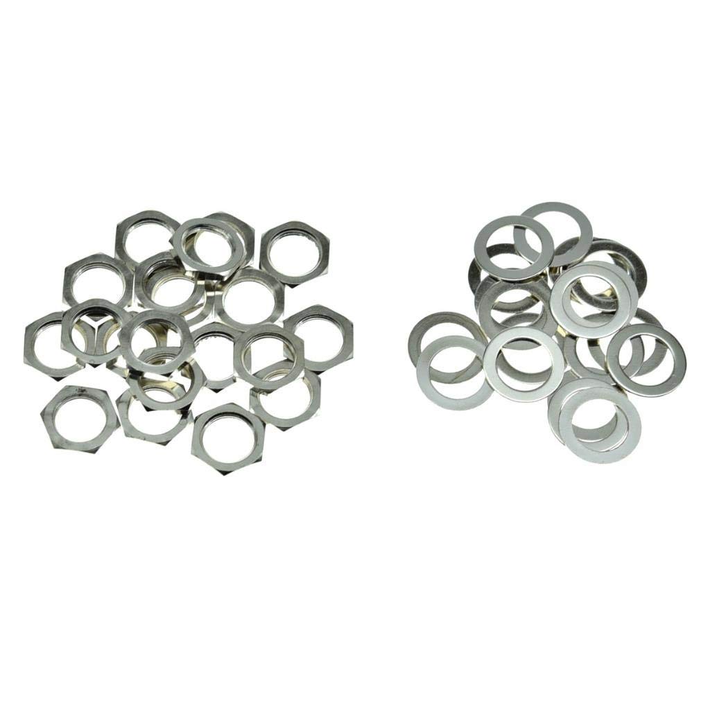 Dopro 20* Guitar Input Output Jack Socket Nut and Washer Guitar Metric Jack Nuts for Import Guitars Nickel