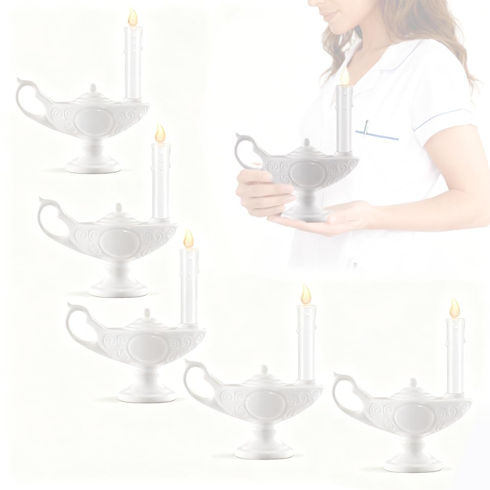 LinkAmoreVibe 6Pcs Nurse Graduation Lamp, Flameless LED Candle with Ceramic Base, Memorial Light for Funeral, Vigil & Moment of 