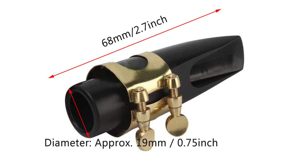 Jiayouy Soprano Sax Saxophone Mouthpiece With One Reed Golden Plated Ligature And Plastic Cap