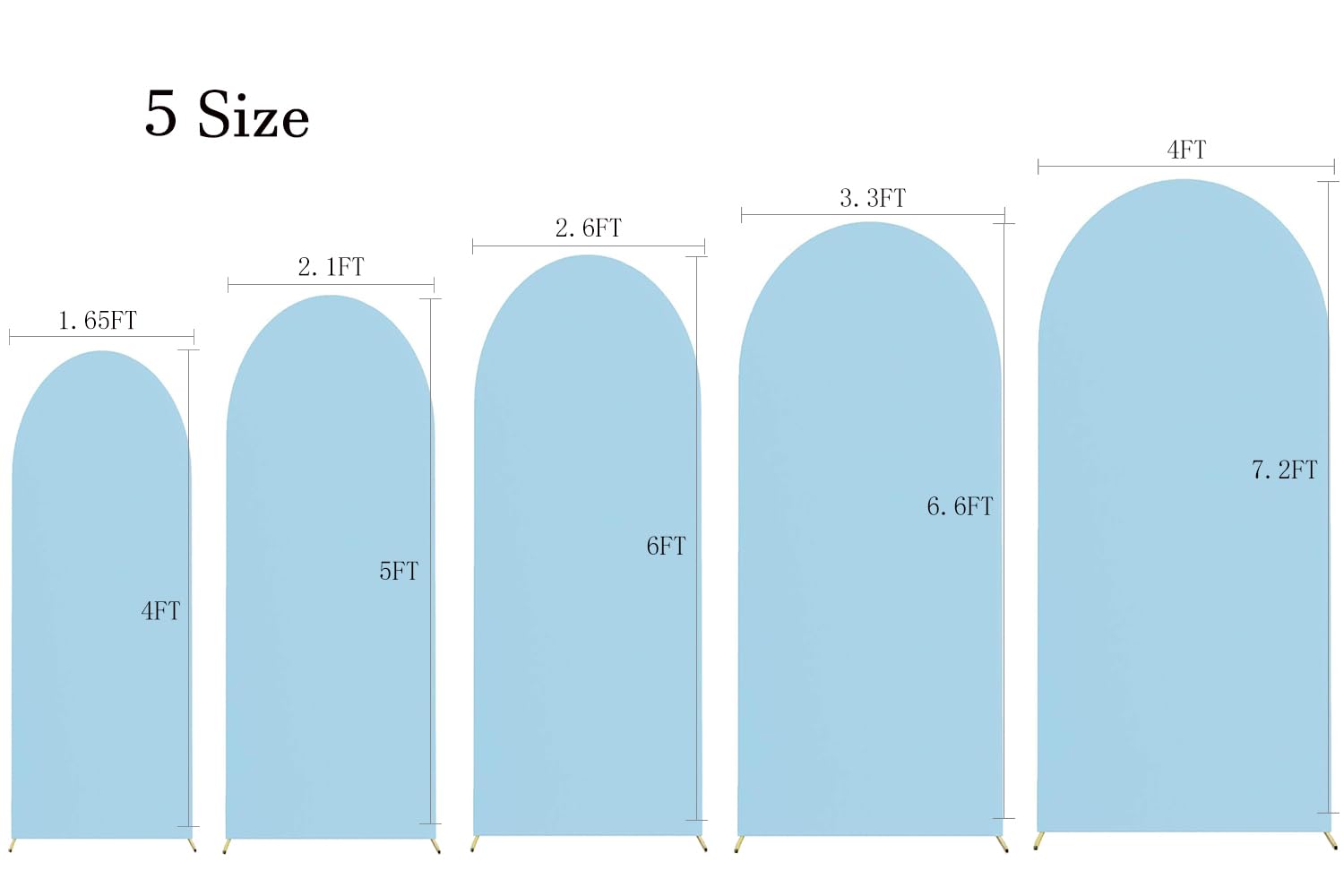 Spandex Fitted Baby Blue 7.2Ft Arch Backdrop Cover   Jkdmjf Round Top Chiara Backdrop Cover For Wedding Birthday Party Engagemen