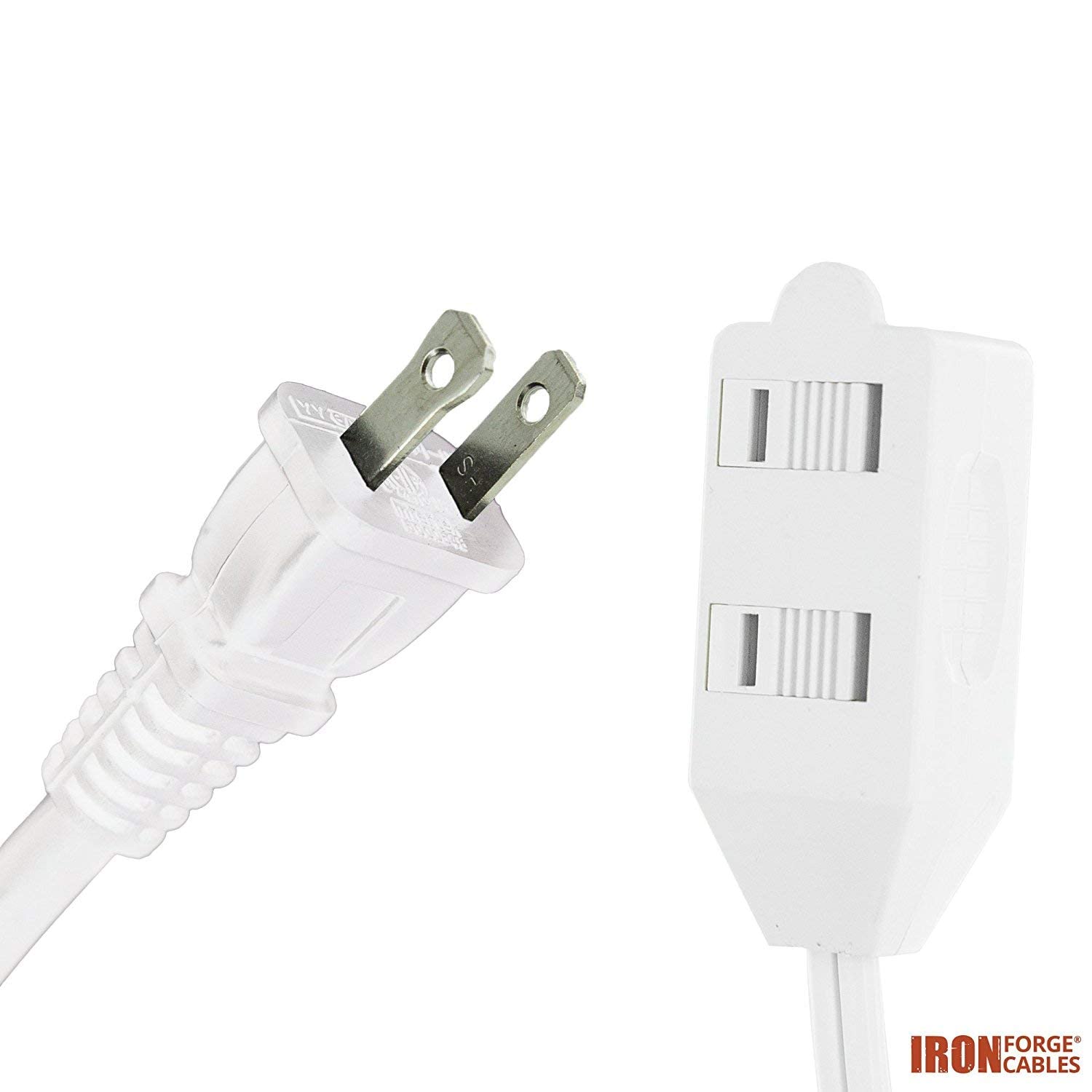 Iron Forge Cable 15 Ft Extension Cord With Foot Switch And 3 Electrical Power Outlet   16/2 Durable White Foot Tap Extension Cor