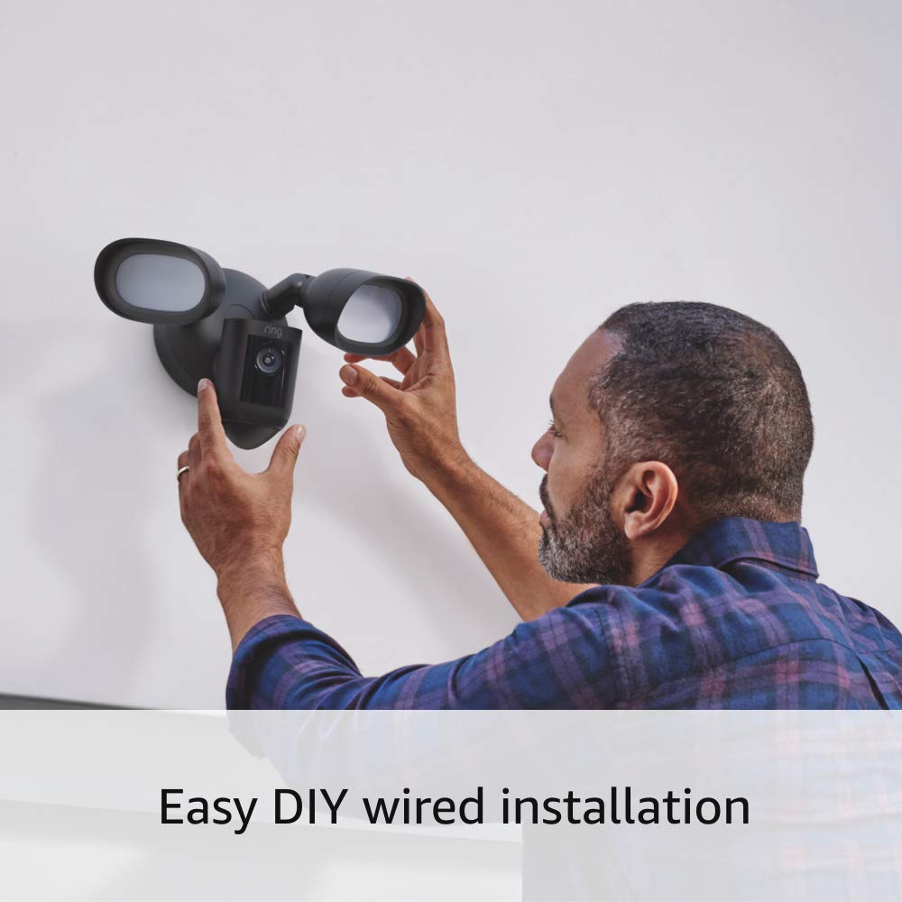 Ring Floodlight Cam Wired Pro With Bird�S Eye View And 3D Motion Detection, Black