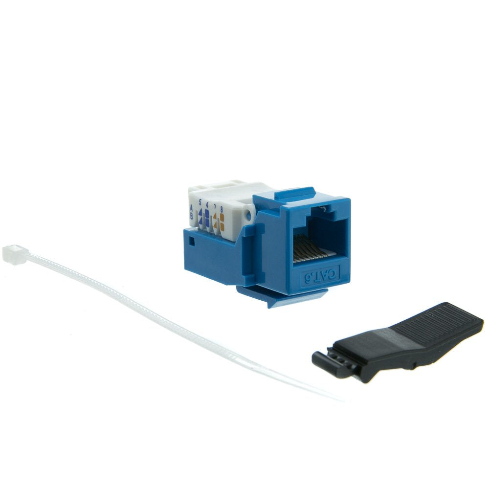 Cablewholesale Cat6 Keystone Jack, Blue, Toolless Rj45 Female (Utp) To 110 Punch Down Connector
