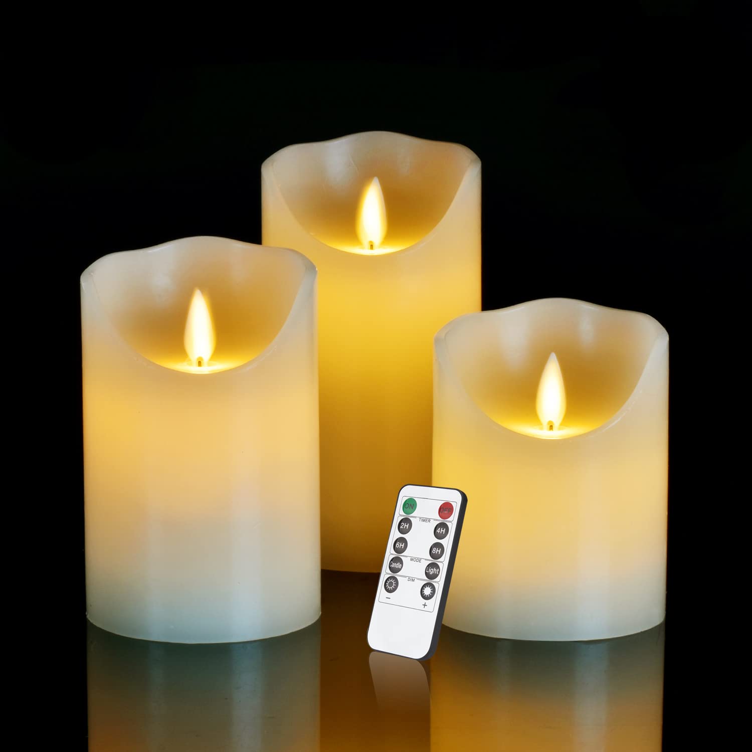 antizer Flameless LED Candles 4 5 6 Set of 3 Dripless Real Wax Pillars Include Realistic Flames and 10-Key Remote Control with 2