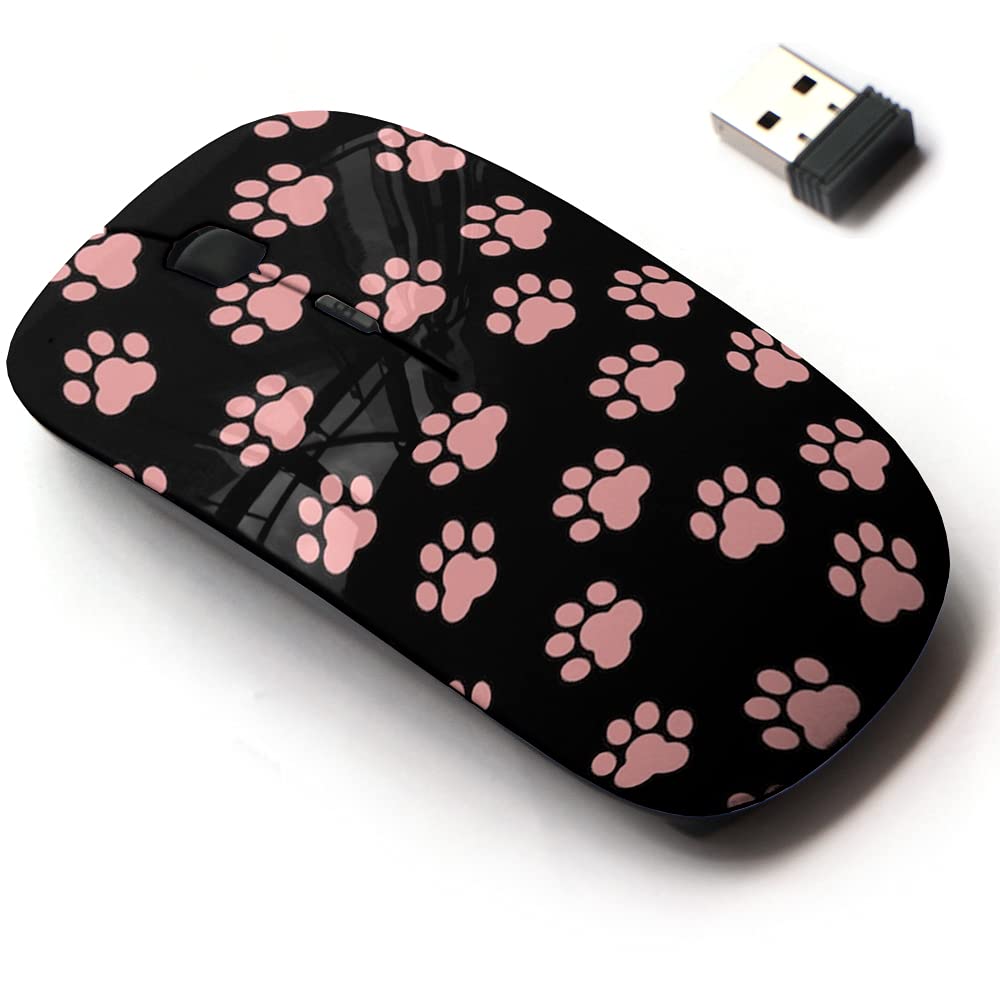 Cjcbroes 2.4G Wireless Mouse With Cute Pattern Design For All Laptops And Desktops With Nano Receiver   Animal Paw Prints