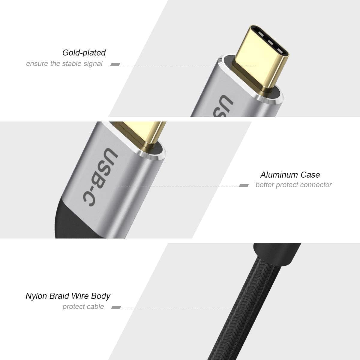 QGeeM USB C to HDMI Adapter 4K Cable, Thunderbolt 3/4, 1-Pack, Grey, Model XCHF02