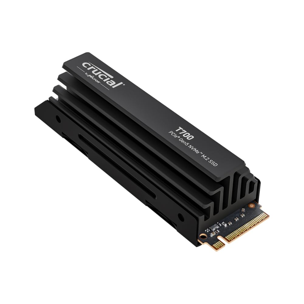 Crucial T700 1TB Gen5 NVMe M.2 SSD with Heatsink - Up to 11,700 MB/s - DirectStorage Enabled - CT1000T700SSD5 - Gaming, Photogra