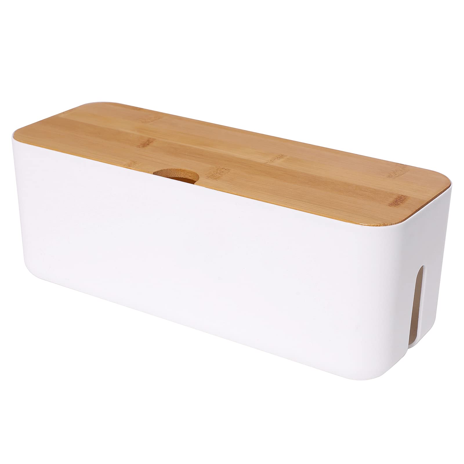 Changsuo Cable Management Box Small White, Extension Cord Organizer for Power Stripe Surge Protector Wire Management Concealer C